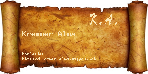 Kremmer Alma névjegykártya